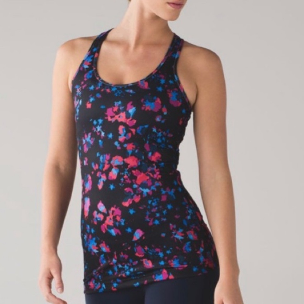 Lululemon black floral Cool Racerback Tank Top